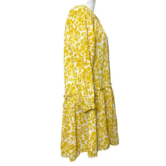 Cara Cara Ruffle Hem Mini Dress Women’s Small Yellow Cotton Resort Vacation Wear - Picture 5 of 12